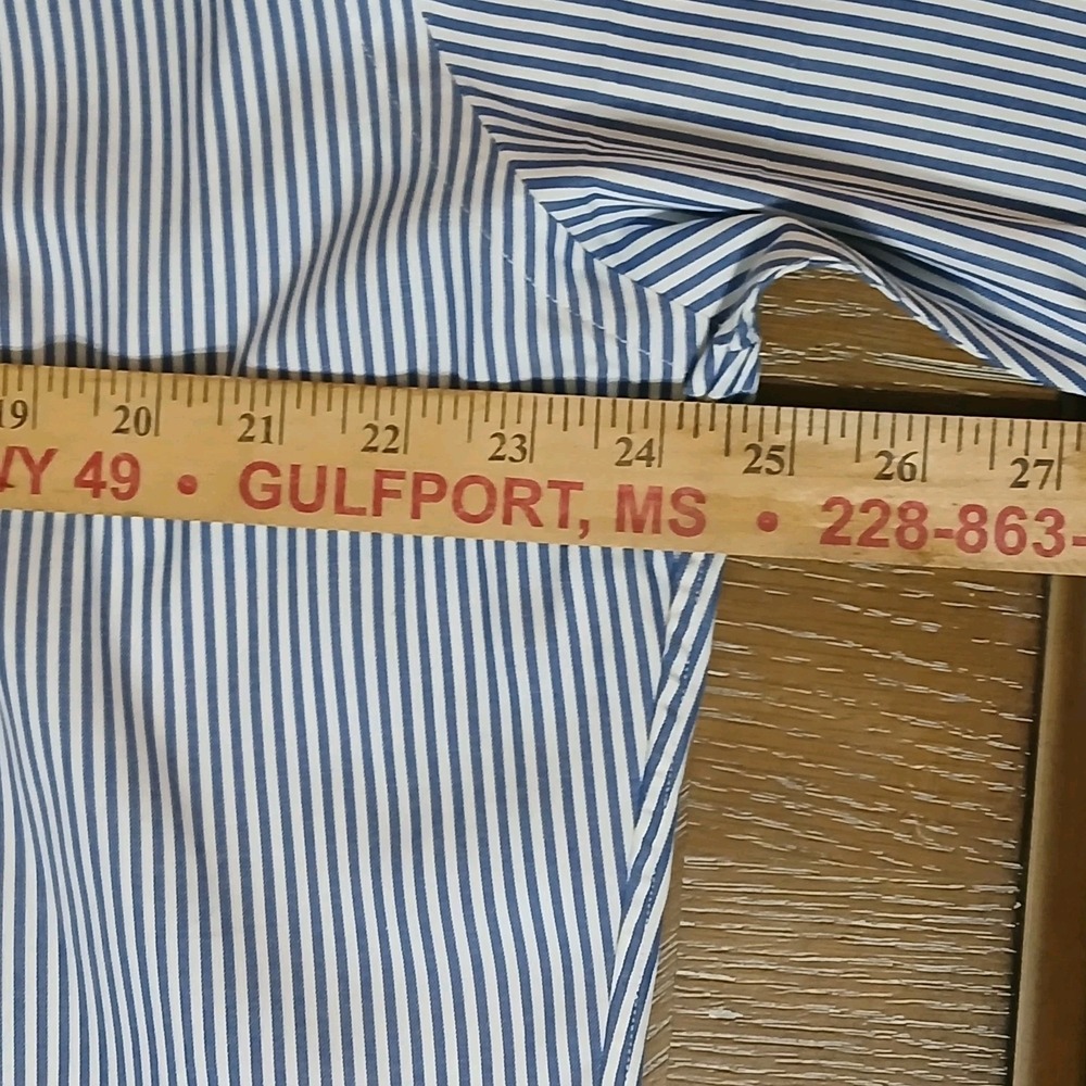 Ralph Lauren Men Shirt Button Down Sz 16 34/35 (L) Blue Strip Classic Fit - Picture 9 of 13